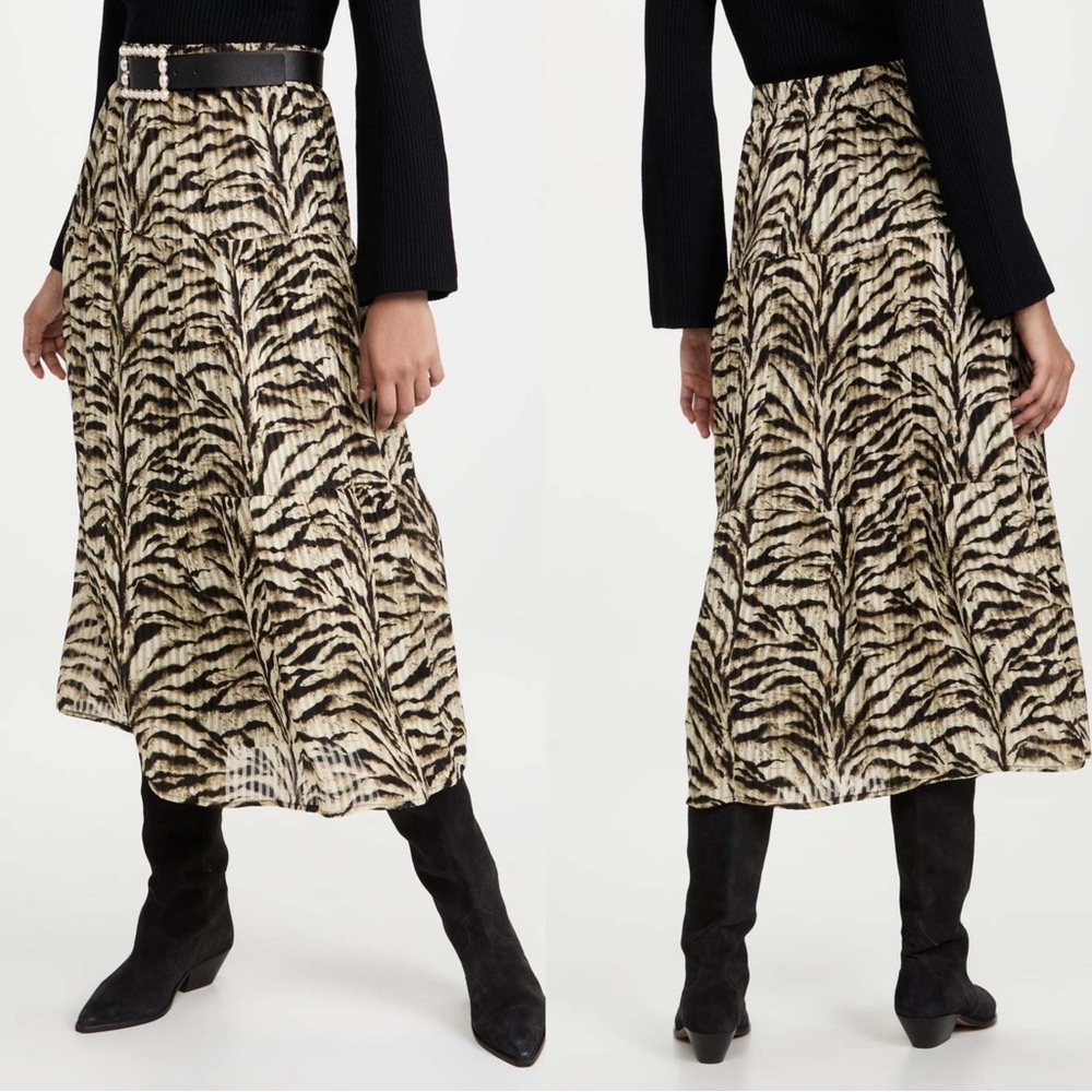 Ba&sh Iva Midi Skirt - Zebra Size Small